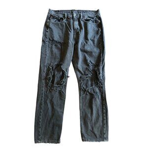 American Eagle Black 90s Slim Boyfriend Distressed Jeans Ripped Straight Leg 10